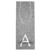 シルバー25誕生日グリッター&スパークルモノグラム ワインギフトバッグ (裏面)