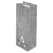 シルバー25誕生日グリッター&スパークルモノグラム ワインギフトバッグ (正面アングル)