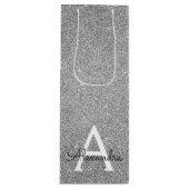 シルバー25誕生日グリッター&スパークルモノグラム ワインギフトバッグ (正面)