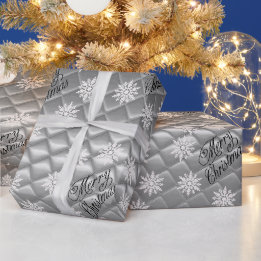 シルバー3Dエフェクト クリスマス包装紙 ラッピングペーパー
