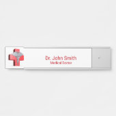 シルバー3Dカドゥセウス十字医療赤 サインプレート (正面)