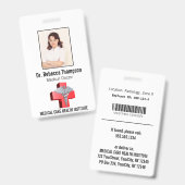 シルバー3Dカドゥセウス十字赤医療写真ID バッジ (正面＆裏面)