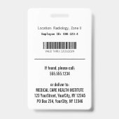 シルバー3Dカドゥセウス十字赤医療写真ID バッジ (裏面)