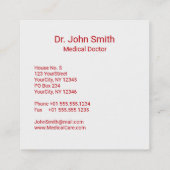 シルバー3Dメディカルカドゥセウス十字赤 スクエア名刺 (裏面)