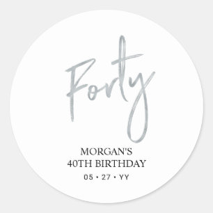 シルバー40歳のお誕生日おめでとうございます ラウンドシール
