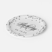 シルバー40th誕生日グリッター紙吹雪ホワイト ペーパープレート (アングル)