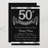 シルバー50歳の誕生日パーティー 招待状 (正面/裏面)