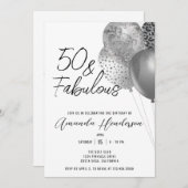 シルバー50thと素晴らしい50th誕生日招待状 招待状 (正面/裏面)