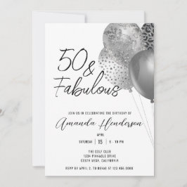 シルバー50thと素晴らしい50th誕生日招待状 招待状