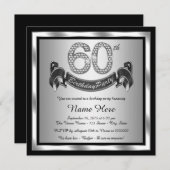 シルバー60歳の誕生日パーティー 招待状 (正面/裏面)
