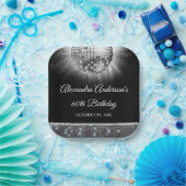 シルバー60thバースデーパーティー70sディスコボール ペーパープレート (パーティー)