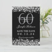 シルバー60th誕生日パーティー日付を保存 招待状 (スタンド正面)