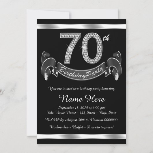 シルバー70歳誕生日パーティー 招待状 (正面)