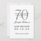 シルバー70th誕生日日付の保存詳細 招待状 (正面)