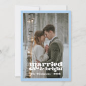 シルバー＆アイスブルーの新婚夫婦のためのクリスマス シーズンカード (正面)