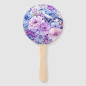 シルバー、アイスブルー、ライラックの花嫁衣装 ウェディング ハンドファン (裏面)