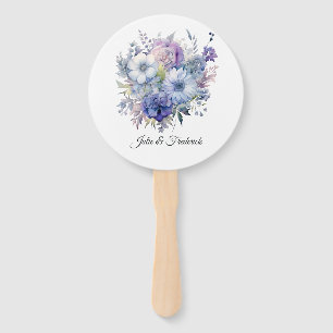 シルバー、アイスブルー、ライラックの花嫁衣装 ウェディング ハンドファン