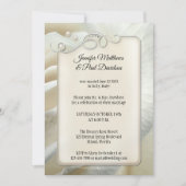 シルバー アイボリー ローズ 結婚式後 レセプションのみ 招待状 (正面)