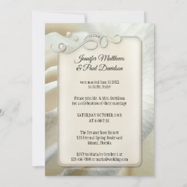 シルバー アイボリー ローズ 結婚式後 披露宴のみ 招待状