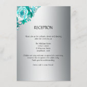 シルバー&アクアバラウェディングレセプションカード エンクロージャーカード (正面)