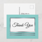 シルバー | アクアモダンシンプルエレガント ポストカード (正面/裏面)