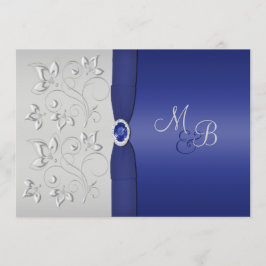 シルバー・アンド・ネイビーモノグラムの招待状 招待状