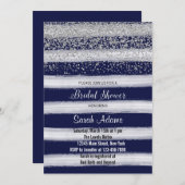 シルバー·アンド·ネービー·ブライダル·シャワーの招待 招待状 (正面/裏面)