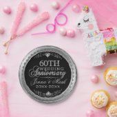 シルバー・アンド・ブラック結婚60周年 ペーパープレート (パーティー)