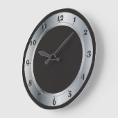 シルバー・アンド・ブラック・インダストリアルスタイル ラージ壁時計 (傾斜)