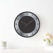 シルバー・アンド・ブラック・インダストリアルスタイル ラージ壁時計 (ホーム)