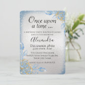 シルバー・アンド・ブルー・グリッター童話テーマパーティー 招待状 (スタンド正面)