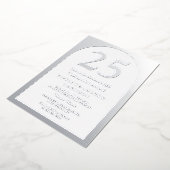 シルバー アーチ 25周年 結婚記念日 シルバー 箔招待状 (回転した状態)