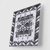 シルバー アートデコ スクエア壁時計 (傾斜)