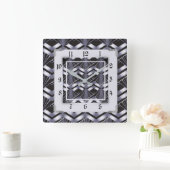 シルバー アートデコ スクエア壁時計 (ホーム)