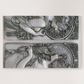 シルバー,アールヌーボー,デザイン,女性,ミュシャ,美容師 ジグソーパズル (横)