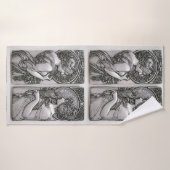 シルバー，アールヌーボー,デザイン，女性，ミュシャ，美容師 バスタオル (バスタオル)