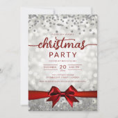 シルバー ウィンター グラム カンパニー クリスマス レッド リボン 招待状 (正面)