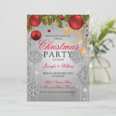 シルバー ウィンター グラム クリスマス ホリデー パーティー 招待状 (スタンド正面)