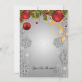 シルバー ウィンター グラム クリスマス ホリデー パーティー 招待状 (裏面)