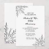 シルバー ウィンター スノーフレーク アニバーサリー パーティー 招待状 (正面/裏面)