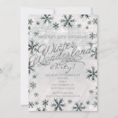 シルバー ウィンター ワンダーランド 雪の結晶 招待状 (正面)