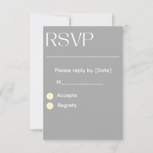 シルバー ウェディングRSVPカード – 編集可能 3.5x5 RSVP (正面)