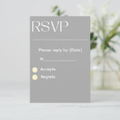 シルバー ウェディングRSVPカード – 編集可能 3.5x5 RSVP (スタンド正面)