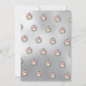 シルバー ウォーターカラー フラワー フロスティ ローズ ブライダル シャワー 招待状 (裏面)