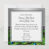 シルバー & エメラルドグリーンのピーコックの結婚式招待状 招待状 (裏面)