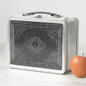 シルバー・オルナム。イニシャル付きメタルランチボックス メタルランチボックス (インサイチュ)