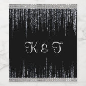 シルバー・オン・ブラック結婚ズ ワインラベル (シングルラベル)