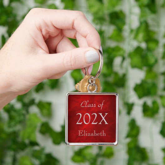 シルバー・オン・レッド・卒業式 キーホルダー (手)