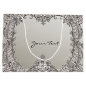 シルバー オーナメント モダン ギフト バッグ ラージペーパーバッグ (裏面)