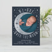 シルバー・オーバー・ザ・ムーン写真誕生発表カード 招待状 (スタンド正面)